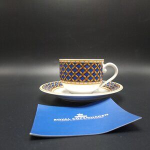 Royal Copenhagen Liselund Dark Blue Coffee Cup & Saucer Set